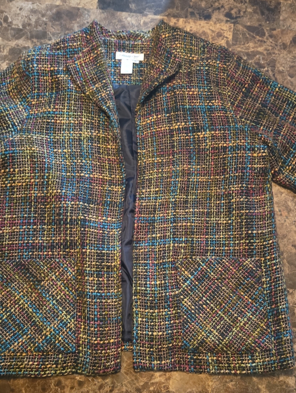 Coldwater Creek Women's Tweed multicolor Blazer. Size Large Classic Lines 2 Pckt